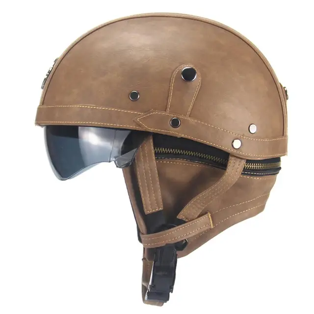 Harley Motorcycle Helmets Retro Personality Unisex Half-helmet Summer Pedal Motorcycle Cruiser Leather Helmet Protector Kit