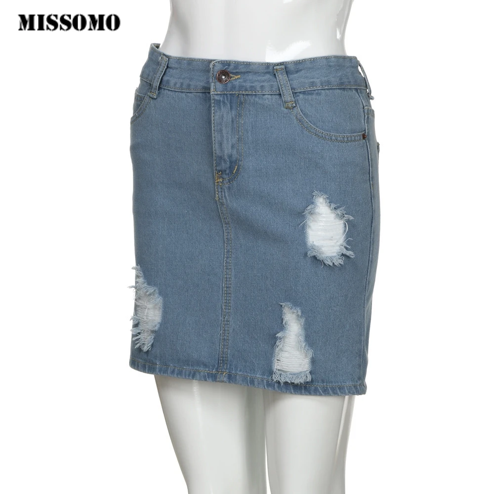 MISSOMO одежда женская юбка Корейская джинсовая юбка женская летняя повседневная высокая талия юбки с карандашом high Street femme