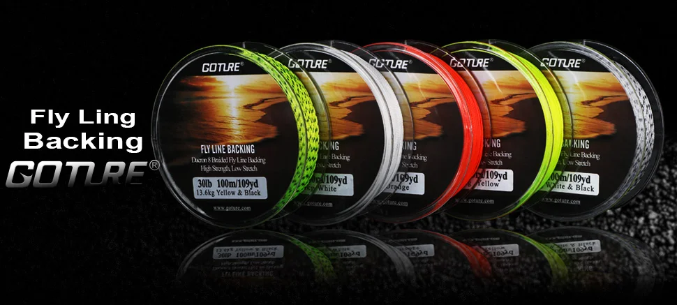 Goture 8 Strands Fly Fishing Backing Line 100M/109YRD 20LB 30LB Dacron Braided Fly Fishing Line Carp Bass Trout Fishing Tackles