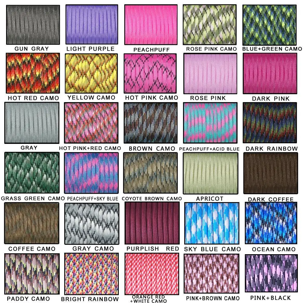 100pcs/lot 550 Paracord Parachute Cord Lanyard Mil Spec Type Iii 7