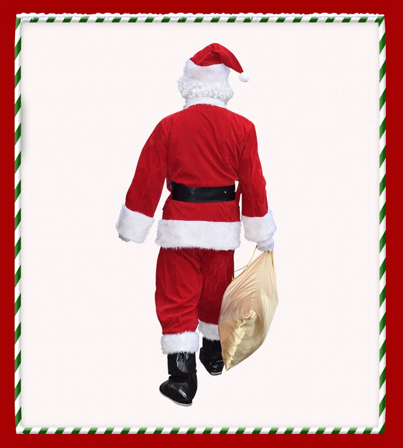 Костюм Санта-Клауса для мужчин, Рождественский фестиваль, праздник, косплей, сценическое представление, маскарадные перчатки, пояс, полный комплект