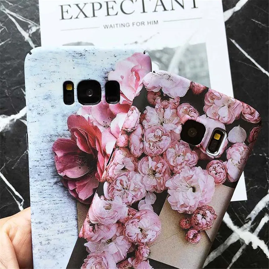 Phone Cases For Samsung Galaxy S8 S7 Edge Case Luxury Floral PC Cover Protective Case For Samsung Galaxy S7 S8 Plus Note 8 Coque (4)