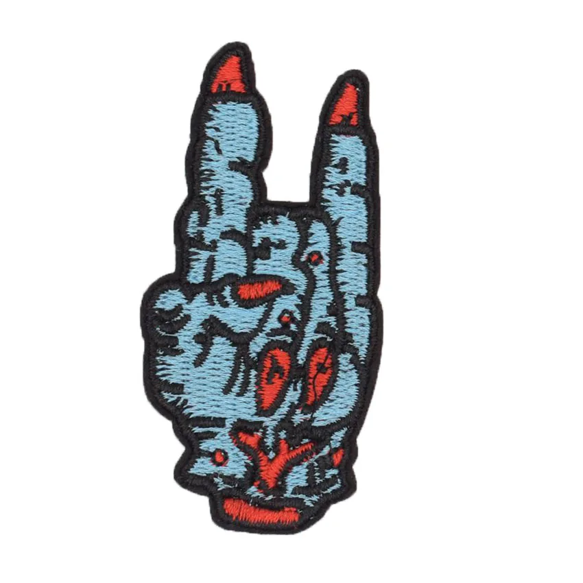 

Monster Metal Satan Devil Horns Hand Sign Salute Music Band Iron On Sew On Patch Tshirt TRANSFER MOTIF APPLIQUE Rock Punk Badge