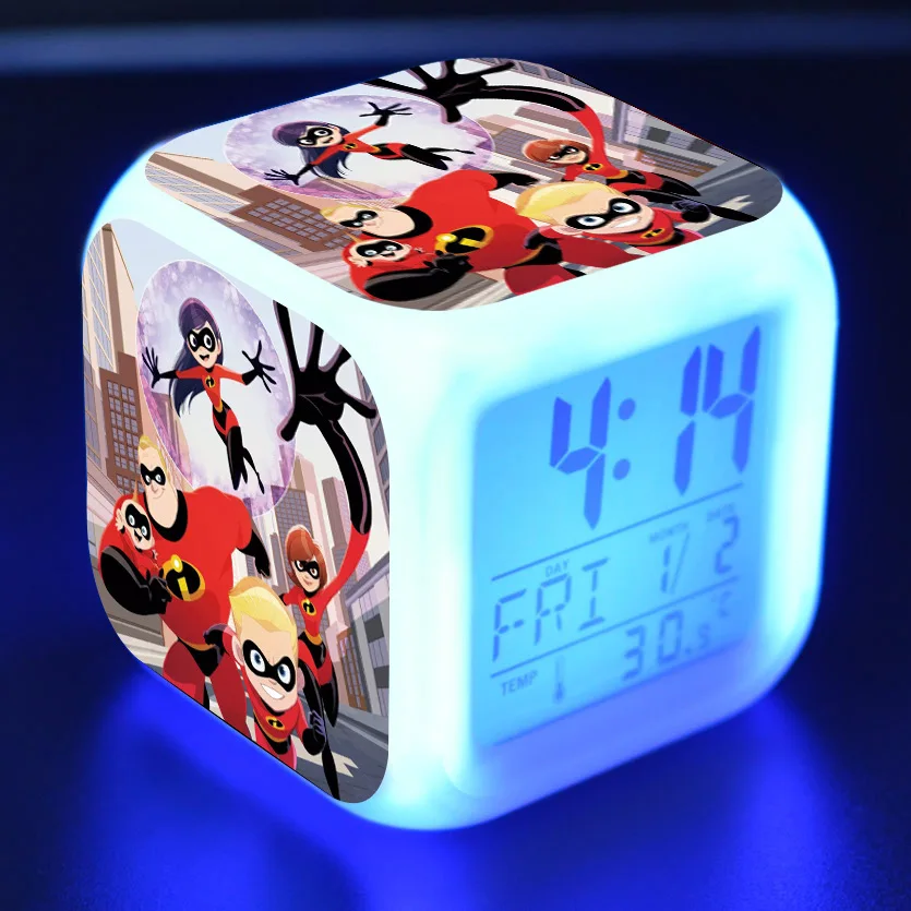 

The incredible 2 Pixar Movie Figure Alarm Clock LED Colorful Light Glow in the Dark incredible Jack Anime Figurine Toys