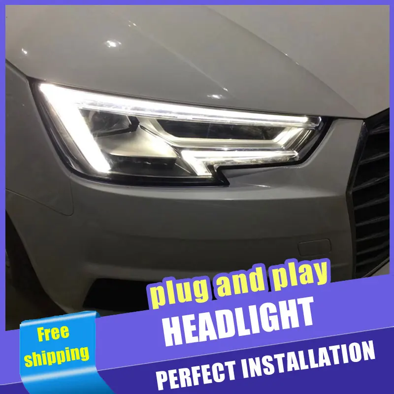 2 шт. автомобиль Стиль светодиодный фары для автомобиля Audi A4 2016 2019 налобный фонарь