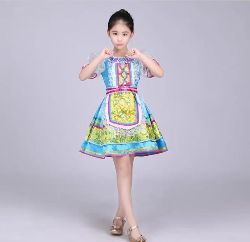 Российские национальные костюмы; Современные сценические костюмы; детское платье принцессы для танцев