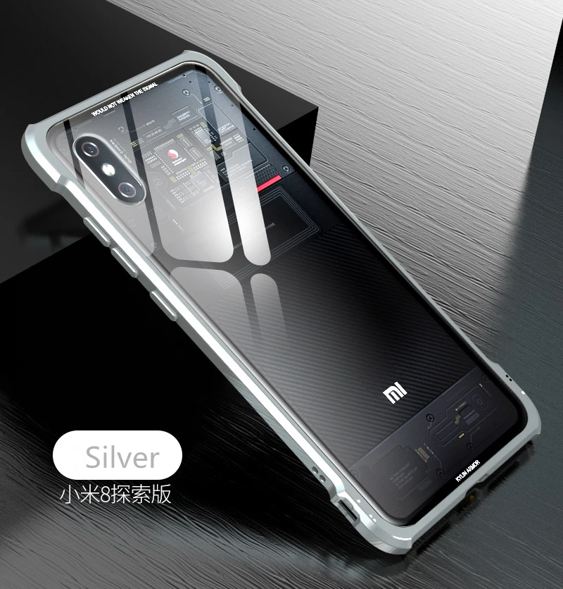 Xiaomi mi 8 mi 8 Pro Бампер Xiao mi 8 прозрачная задняя крышка из закаленного стекла с металлической рамкой бампер чехол для Xiao mi 8 mi 8 Explorer