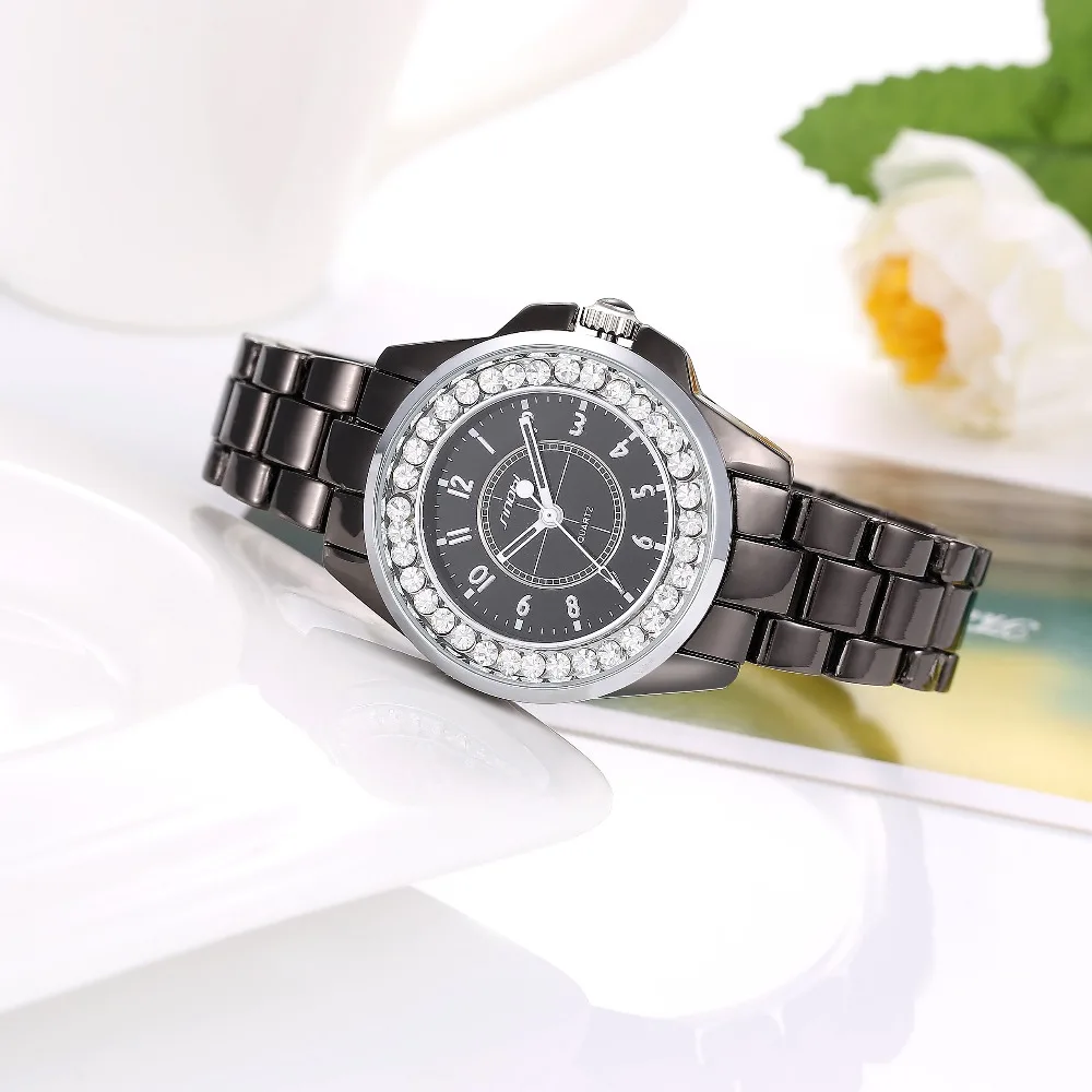Женские наручные часы SINOBI из нержавеющей стали со стразами|montre femme|montre womenmontre relogio