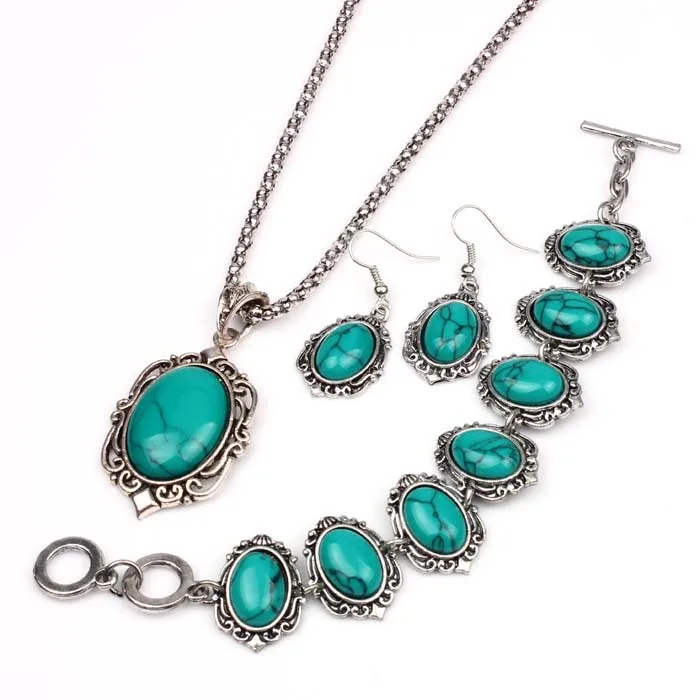 Best Price VIVILADY Vintage Silver Color Jewelry Sets Women Natural ...