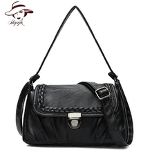 Famous Brand 2018 High Quality Sheepskin Genuine Leather Handbag Women Messenger Bag Shoulder Bag Female Knitting Crossbody Tote