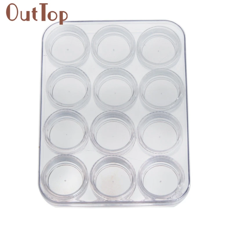

OutTop 12 Empty Nail Round Pot Storage Box Case Bottle Container G6708
