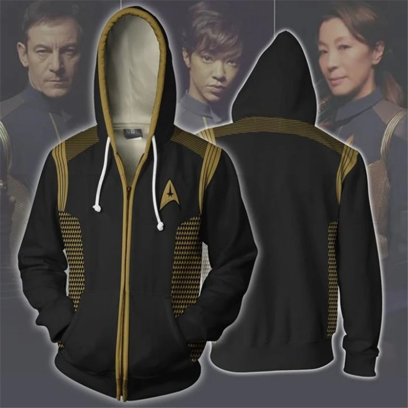 

Men and Women Zip Up Hoodies Star Trek Discovery Uniform Hooded Jacket Captain Suit Sweatshirt Fans Streetwear Cosplay Costume