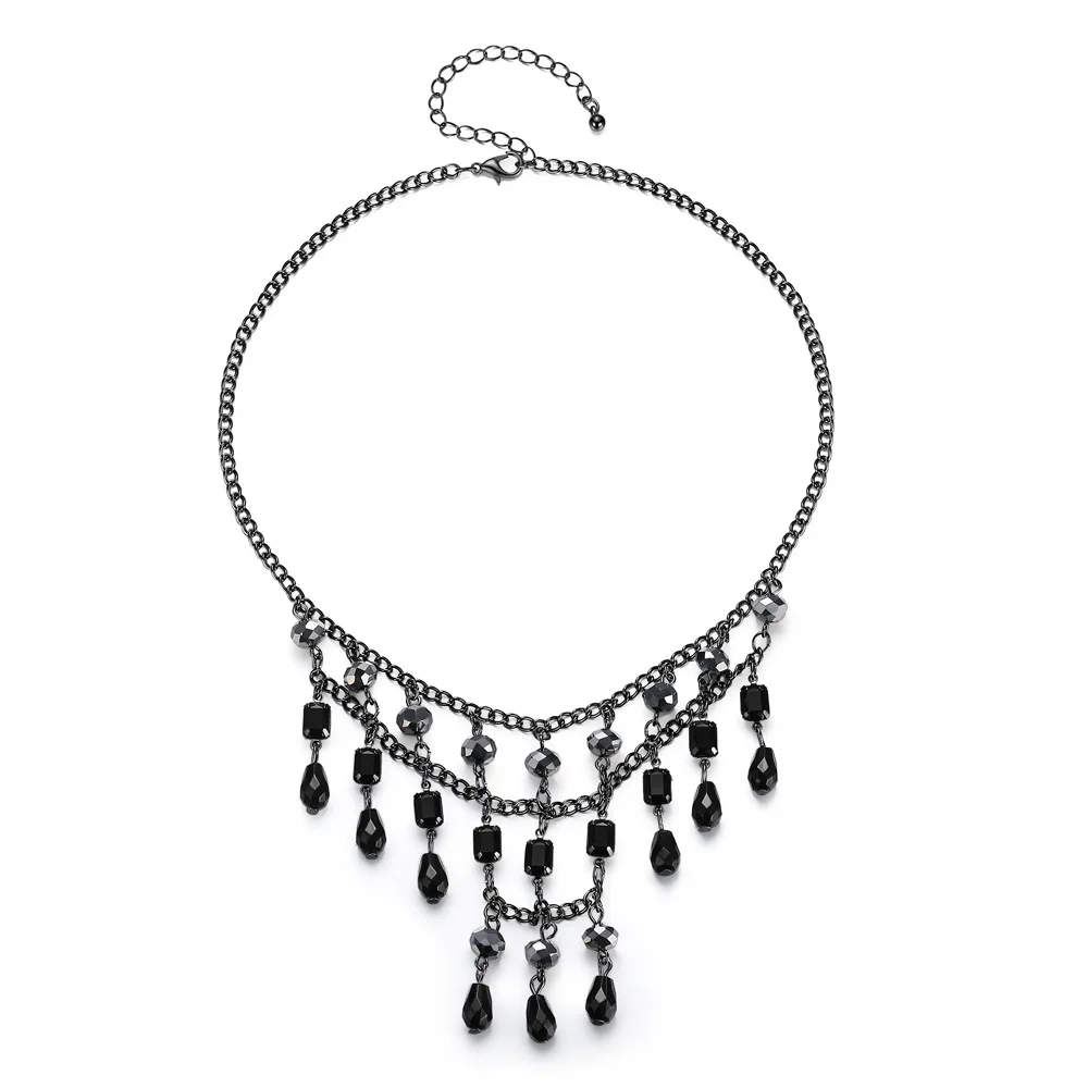 

Silikolove 1set New Fashion Drop Tassel Crystal Pendant Necklace Earrings Set Women Valentine Gifts