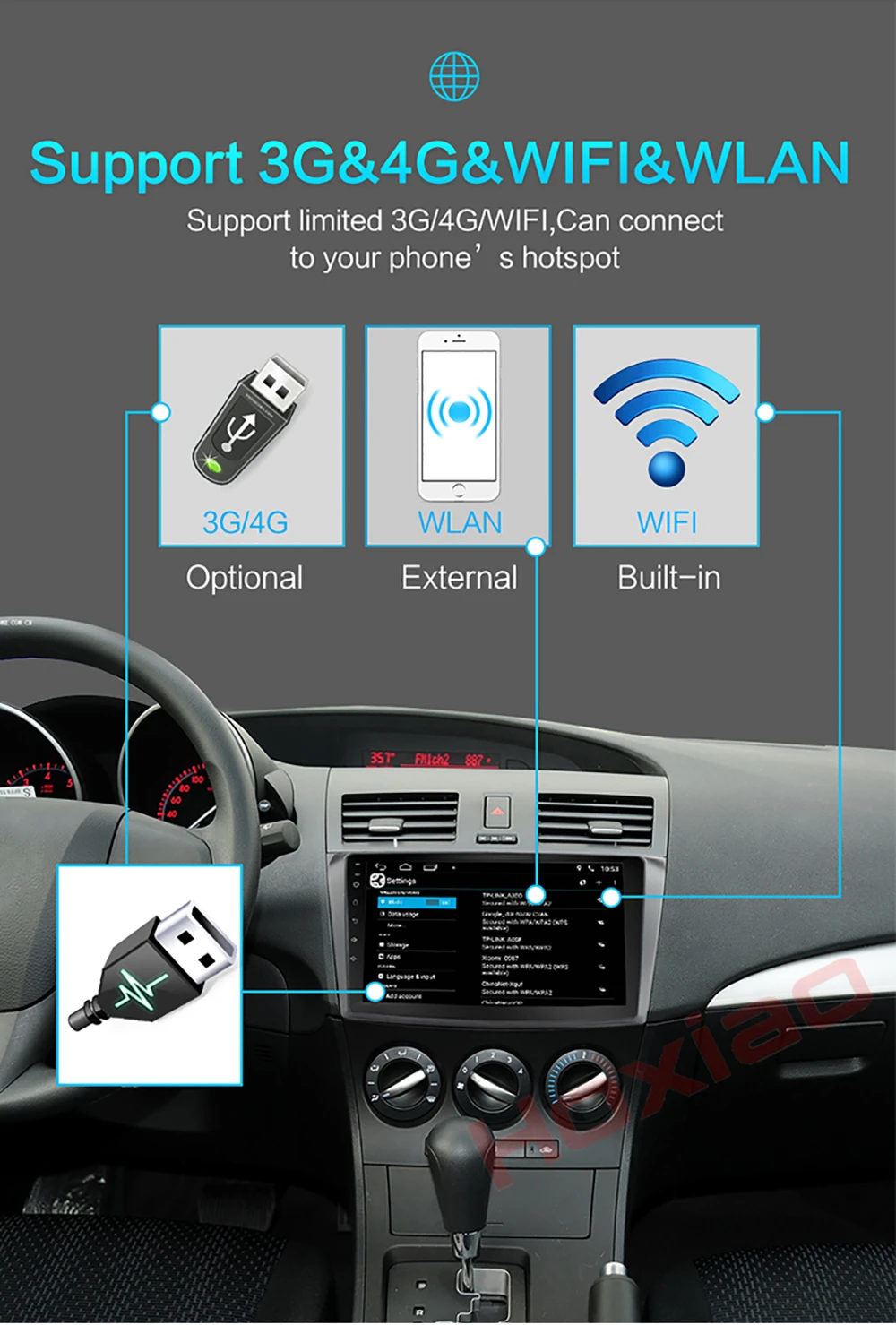 Excellent Android Car Radio for  Mazda 3  Mazda3 2004-2009 1024*600 Quad Core wifi Bluetooth video audio Multimedia 2 din car dvd player 5