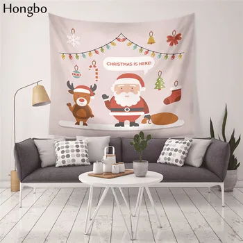

Hongbo Cartoon Santa Claus Tapestry Winter Snowflake Landscape Pattern Wall Decoration Christmas Home Flyer Tablecloth Blanket