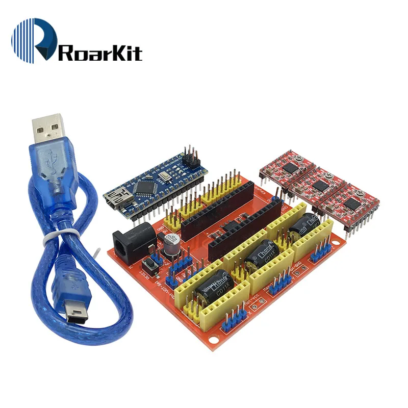 CNC Щит V4 гравировальный станок+ NANO 3,0/3d принтер/A4988/DRV8825/AT2100 Плата расширения драйвера для Arduino Diy Kit
