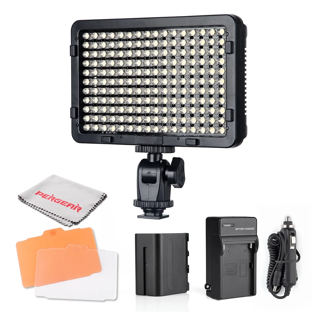 

High Power 176 Led Video Light On Camera Camcorder Dimmable Photo Light Panel w/ Filters + Battery + Charger + Cleaning Cloth