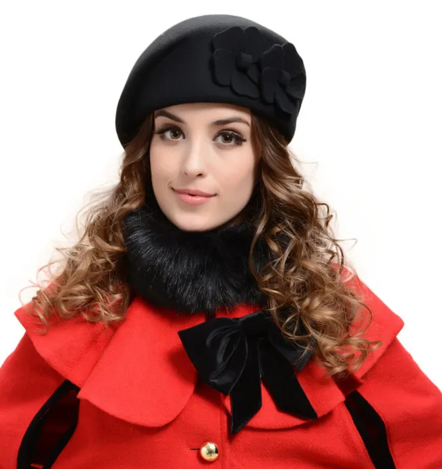 

High Recommend Classics Wool Felt Elegant Women French Style Beret Beanie Warm Pillbox Hat Tam Cap gorros mujer invierno boina