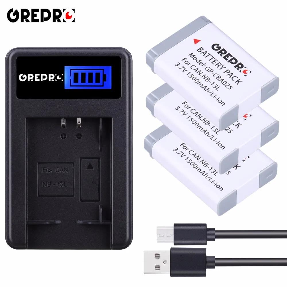 

3pcs 1500mAh NB-13L NB 13L Camera Battery+LCD Charger for Canon PowerShot G5 X G5X G7 X G7X G7 X Mark II G9 X G9X SX720 Bateria