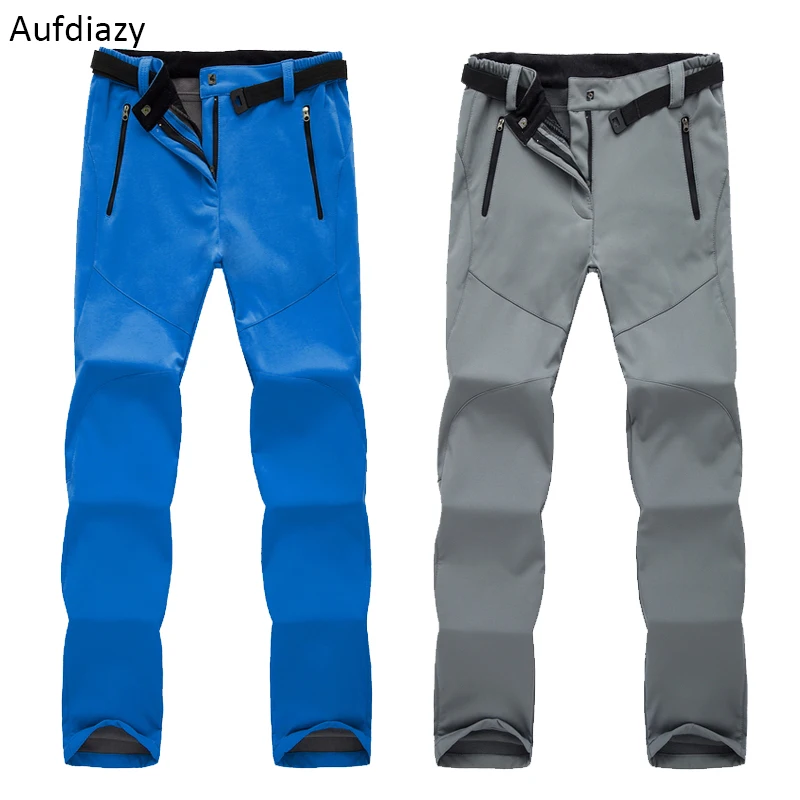 Cheap Aufdiazy Men Women Winter Camo Fleece Softshell Camping Hiking Pants Outdoor Sports Waterproof Windproof Thermal Trousers IM007