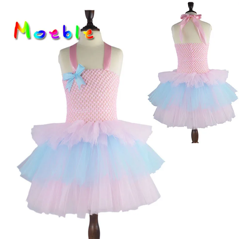 Милое розовое многослойное летнее платье-пачка для девочек, пышное праздничное платье для малышей, vestido infantil, карнавальный костюм для