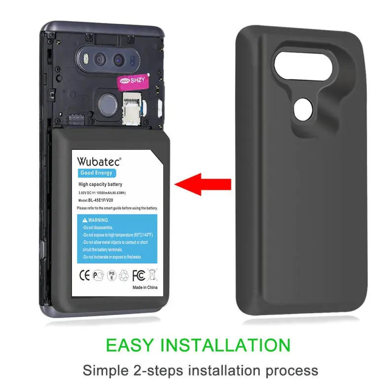 

Wubatec 1x 10500mAh BL-44E1F Extended Battery Protective Case For LG V20 H990 F800 VS995 US996 LS995 LS997 H910 H918