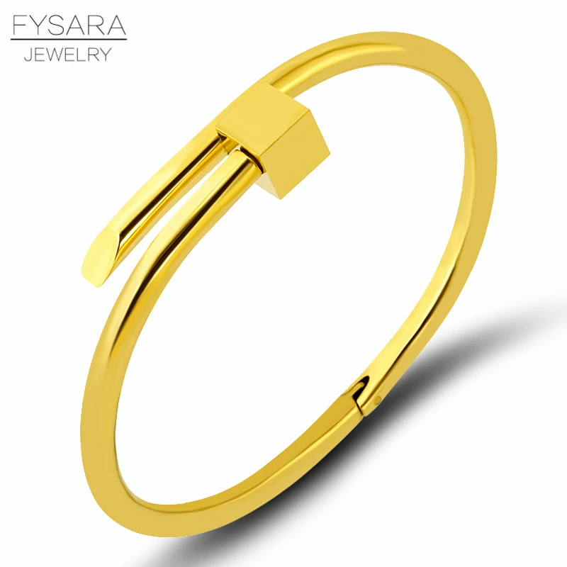 FYSARA, квадратный/шестигранный винт, манжеты для ногтей, браслеты, браслеты для женщин, роскошные ювелирные изделия, золотой цвет, нержавеющая сталь, браслеты с подвесками