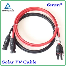 Солнечный фотоэлектрический кабель 6мм2 с разъемом MC4 Луженая Медь проводник TUV одобренный изоляцией из сшитого полиэтилена Солнечный кабель провода