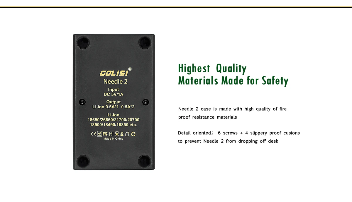 Golisi Needle 2 LED Indi USB Port Smart Lite Battery Charger For Li-ion Battery 2Slots