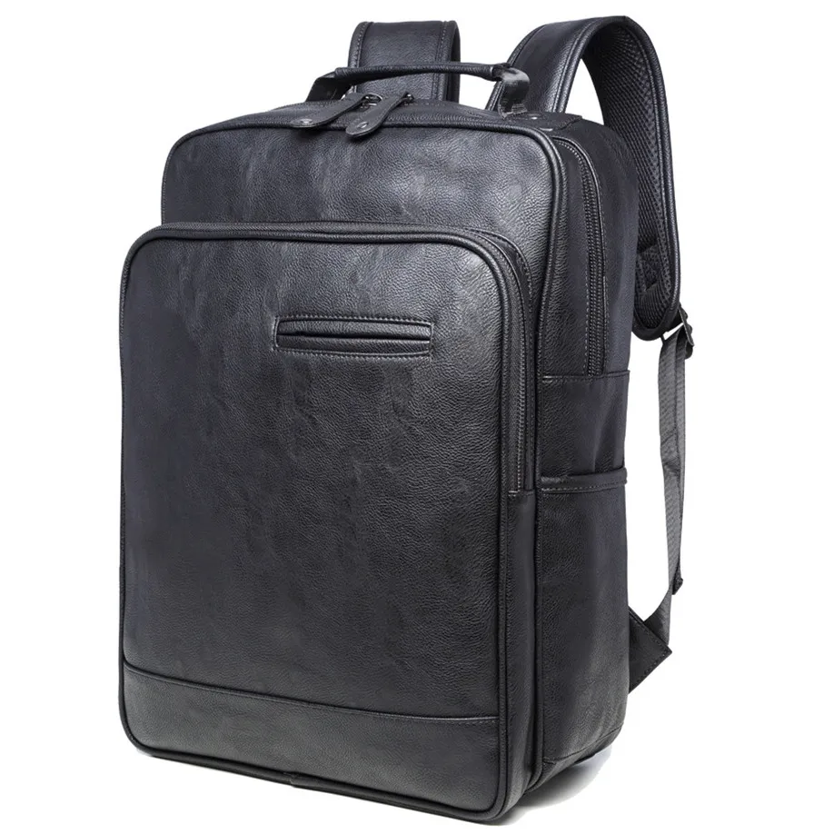 

Simple Design PU Leather Laptop Backpack Casual Computer Backpacks Large Capacity Anti-thief Waterproof Bags for Men Mochila D94