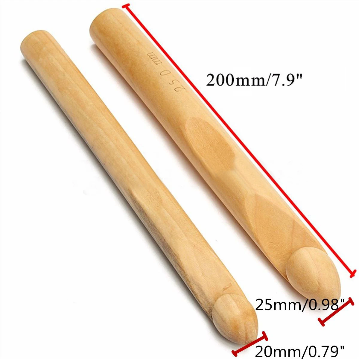 20/25mm New Bamboo Handle Crochet Hook Weave Sweater Yarn Craft Knitting Needle