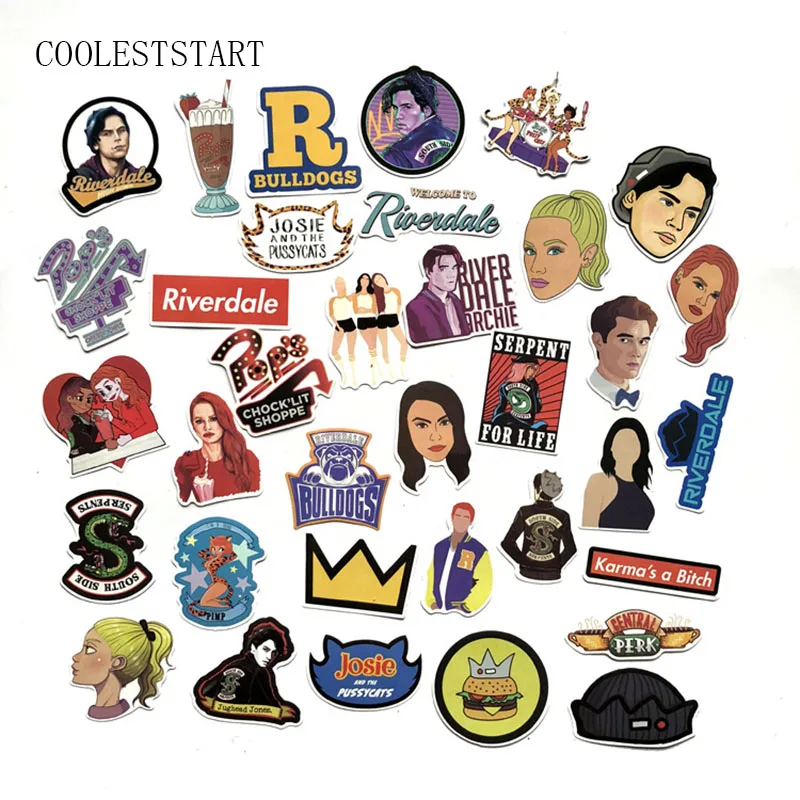 

35 Pcs/Set Riverdale Graffiti Sticker For Luggage Laptop Car Skateboard Guitar Fridge Decal Toy PVC Waterproof Stickers