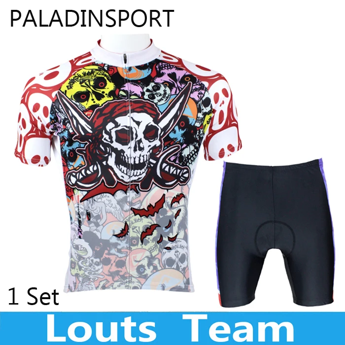 

PALADIN Men Bike Cycling Suits Jersey Bib Shorts Kits Summer Riding Short Sleeve Shirt Skull Knickers Motorcycle Racing Set