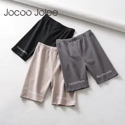 Jocoo Jolee Лето байкерские шорты 2019 Высокая талия шорты для женщин для эластичный пояс тощий фитнес корейский повседневные пикантные письмо