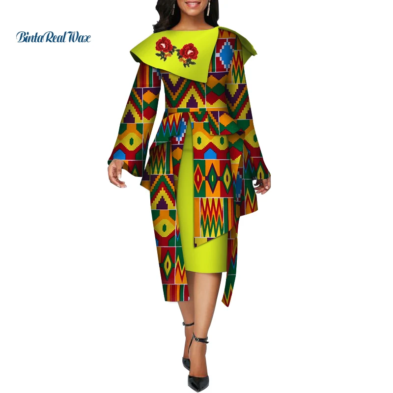 Новые африканские платья для женщин Базен Riche Анкара принт вечерние платья с аппликацией Дашики африканская одежда, платья WY3910 - Цвет: 4