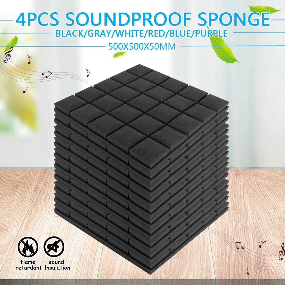 4 шт. 50x50x5 см студийная акустическая Звукоизоляционная пена Звукопоглощающая обработка панель плитка Клин Защитная губка