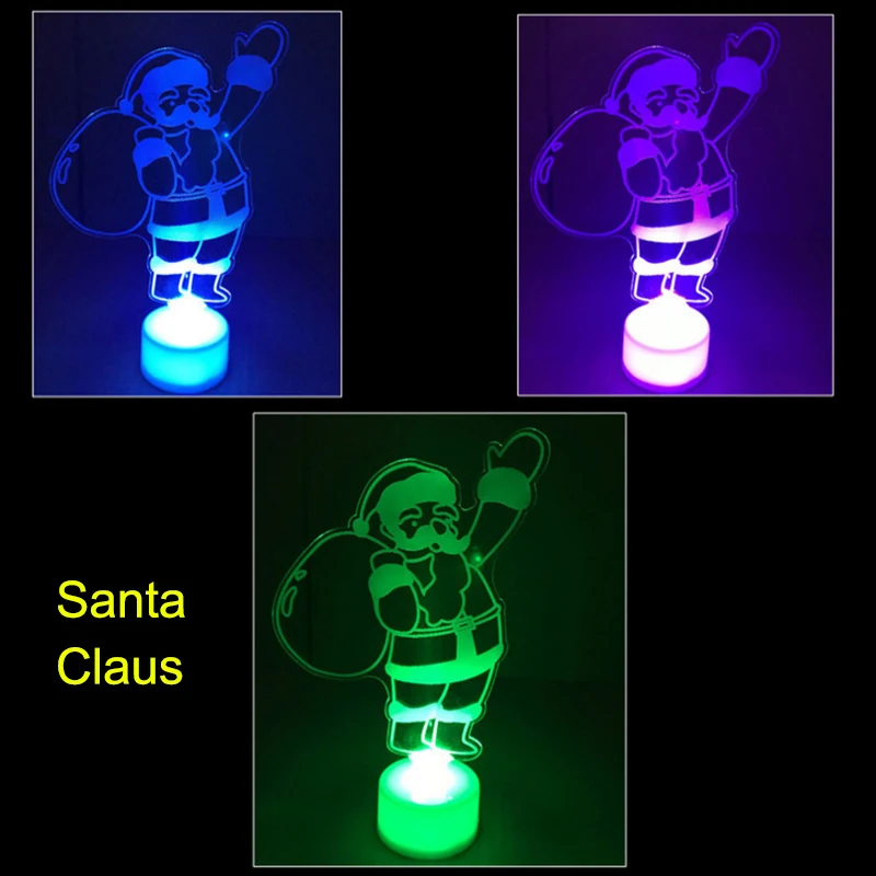 Рождество изменение цвета ночник Акриловая Рождественская елка Санта светодиодный светильник украшения для домашнего праздника S7JN