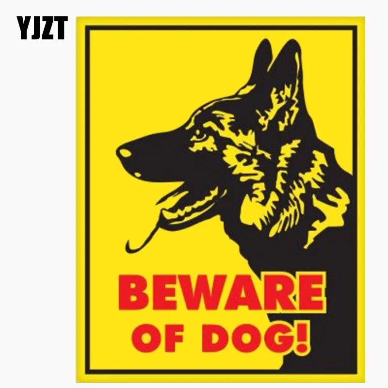 

YJZT 12.7CM*16CM German Shepherd Beware Of Dog Sign Car Window Reflective Car Sticker C1-7663