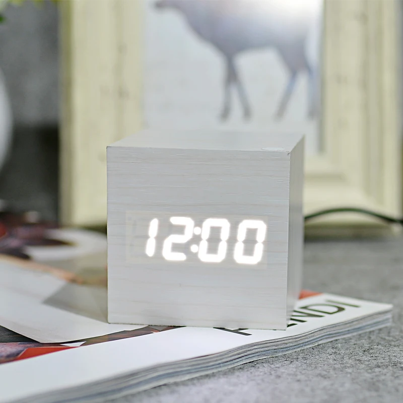 Suncree квадратные мини часы деревянный светодиодный Будильник reloj despertador