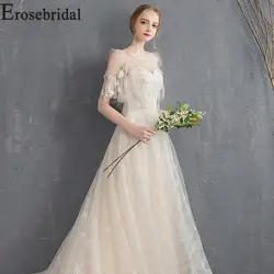 Erosebridal Новое поступление 2019 летнее свадебное платье из тюля с круглым вырезом невесты платье А-силуэта женское платье, сделанное на заказ