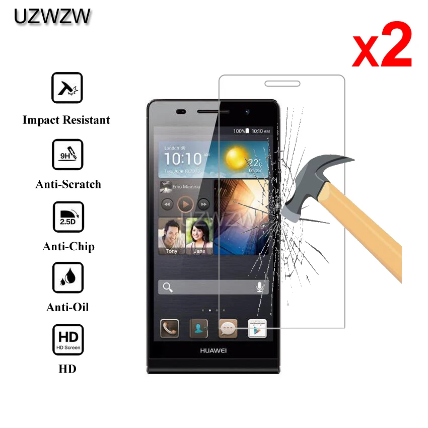 

2pcs For Huawei Ascend P6 Premium 2.5D 0.26mm Tempered Glass Screen Protector For Huawei P6 Protective Glass