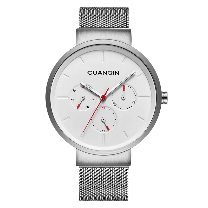 

GUANQIN GS19103 watches men luxury brand Watches Week Date Clock Watchband Black Men Quartz Watch relogio masculino