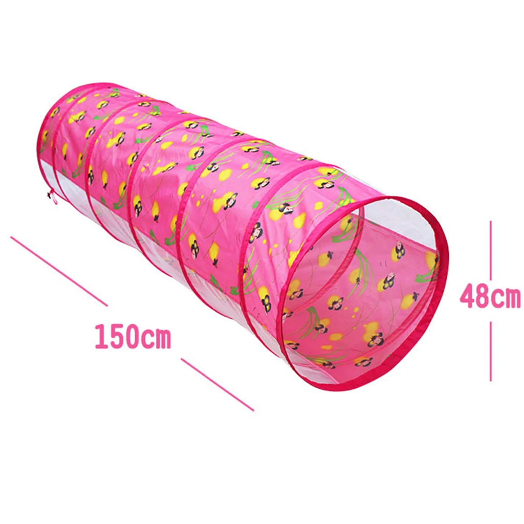 Glowworm Play Tunnel Toy Play Tent Playhouse Kids Tent Castle Children Pop-up Hut Ball Pit 1.5M/ 59 inch Length Tube Pink