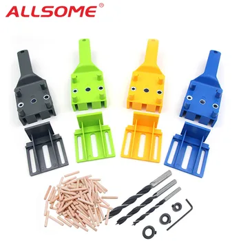

ALLSOME Dowel Jig 6 8 10mm Wood HSS Drill Bits Woodworking Jig ABS Plastic pocket hole jig Drill Guide Tool For Carpentry HT2638