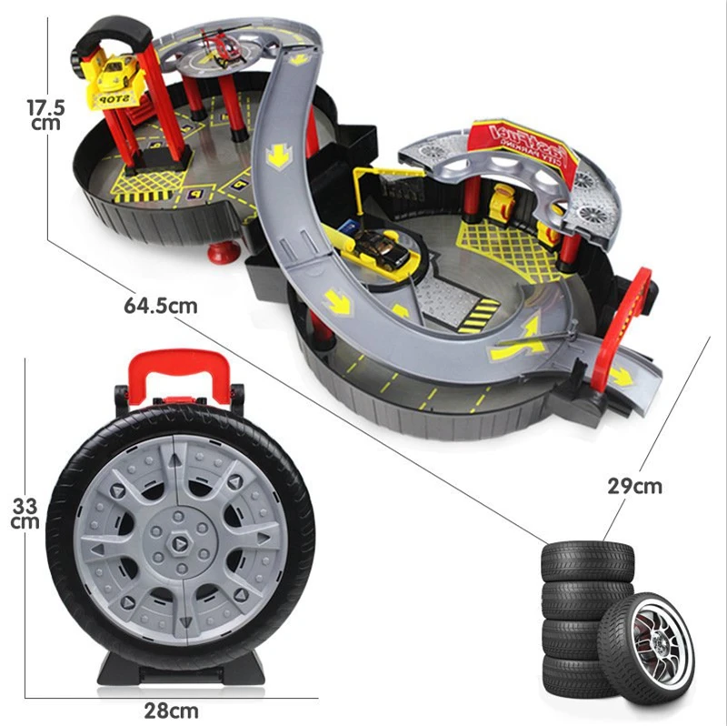 Спиральный ролик железная дорога сплав транспортных средств дети город парковка игрушечный гараж город автомобиль Грузовик Авто 2 этажный игровой набор шины Чехол