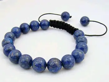 

Men's Shamballa bracelet all 10mm LAPIS LAZULI jade beads