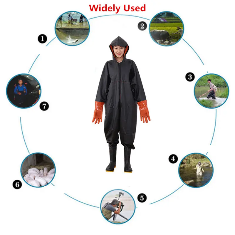 Alto-salto Corpo Inteiro Pesca Waders 0.85mm Pvc Impermeável Água Caça Macacão Camuflagem Carne Tendão Única Peixe Roupas 12 Cheap Roupa de pesca tipo Wader