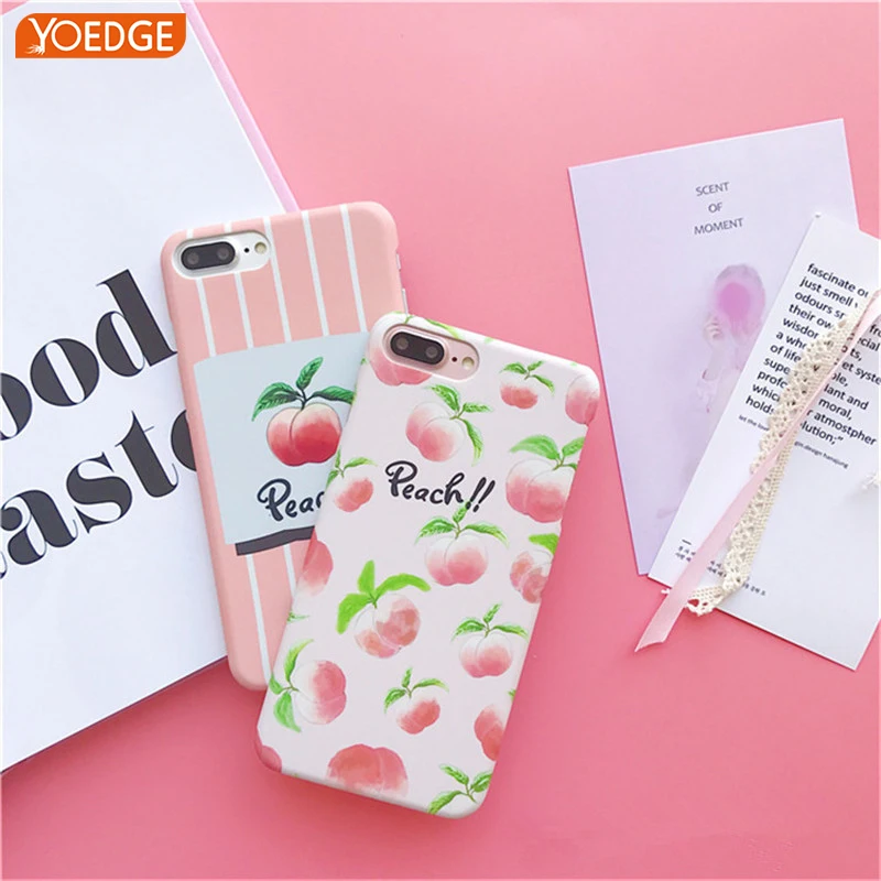

Phone Case for iPhone 6 6S Plus Ultrathin Durable Cartoon Cute Delicious Fruit Juicy Peach Hard Cover Cases for iPhone 7 8 Plus