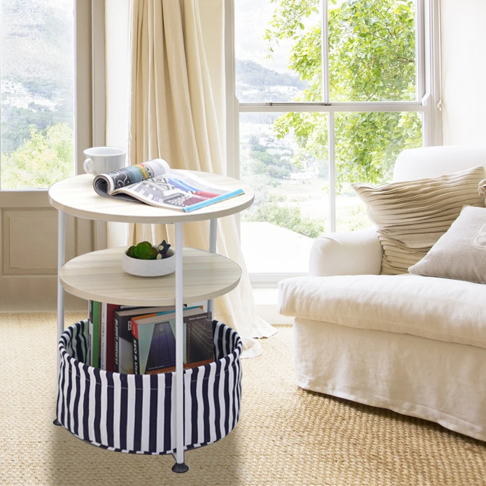 Modern Movable Round Sofa Side Table Small Cute Telephone Table Coffee Table Mini Computer Desk with Storage Bag Multilayer Modern Movable Round Sofa Side Table Small Cute Telephone Table Coffee Table Mini Computer Desk with Storage Bag Multilayer