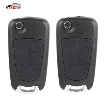 

KEYECU 2 Pcs/lot Flip Folding Remote Key Keyless 2 Button For Opel Vectra Astra 433MHZ ID46 Chip HU100 Uncut Blade
